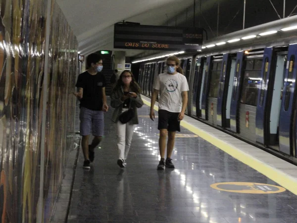 September 2021 Lissabon Portugal Personenverkehr Bahnhof Arroios Der Grünen Bahn — Stockfoto