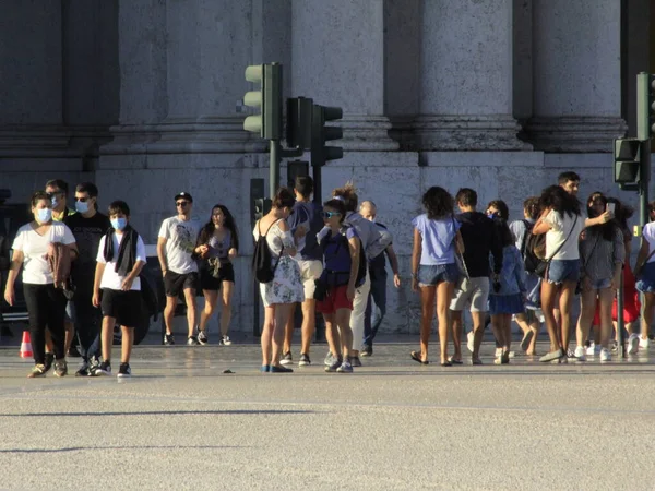 September 2021 Lissabon Portugal Bewegung Der Menschen Durch Die Straßen — Stockfoto