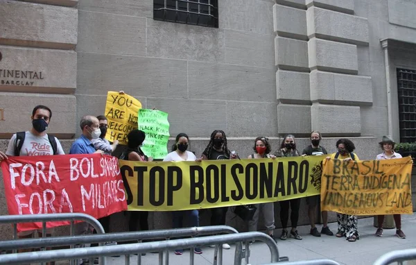 Nuevo Protesta Contra Presidente Brasileño Hotel Barclay Ante 76ª Sesión —  Fotos de Stock