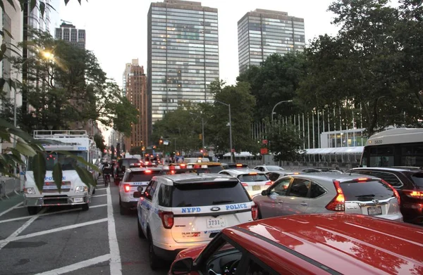 New York Taki Genel Kurulu Nda Sıkı Güvenlik Yoğun Trafik — Stok fotoğraf