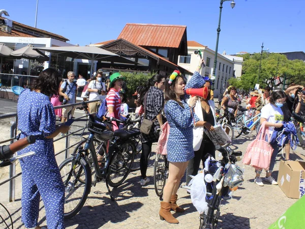 Public Participe Lisboa Fancy Women Bike Ride Septembre 2021 Lisbonne — Photo