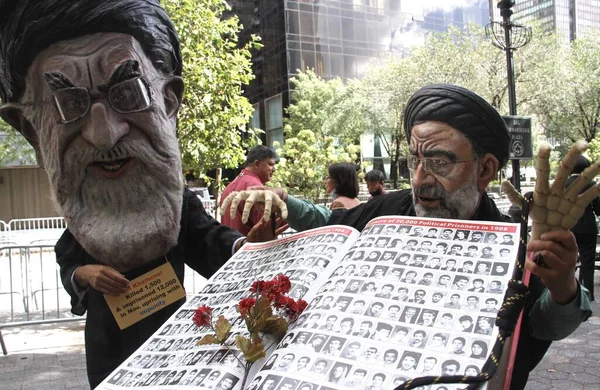 Protesto Dos Iranianos Durante 76As Sessões Assembleia Geral Onu Setembro — Fotografia de Stock