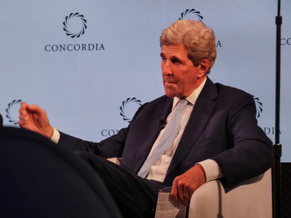 Nowość Specjalny Wysłannik Rządu Usa Klimatu John Kerry Szczycie Konkordii — Zdjęcie stockowe
