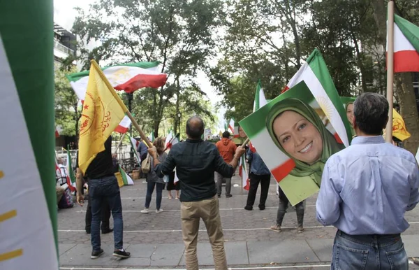 Iraníes Protestan Durante 76º Período Sesiones Asamblea General Onu Septiembre —  Fotos de Stock