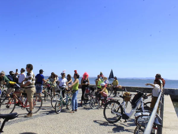 Общественность Участвует Лиссабонской Фешенебельной Велопробеге Сентября 2021 Года Лиссабон Португалия — стоковое фото