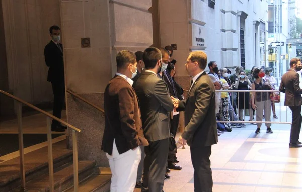 New Protest Brazilian President Barclay Hotel Uno General Assembly 76Th — Stock Photo, Image