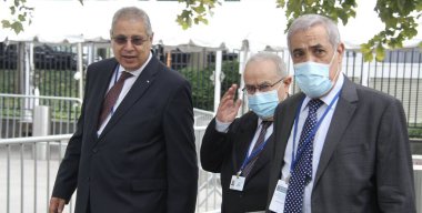 Yüksek rütbeli kişiler BM Genel Meclisi 'nden ayrılıyor. 22 Eylül 2021, New York, ABD: Yüksek rütbeli kişilerin 22 Eylül Çarşamba günü New York 'taki BM Genel Kurulu 76. Oturumundan ayrıldıkları görüldü). 