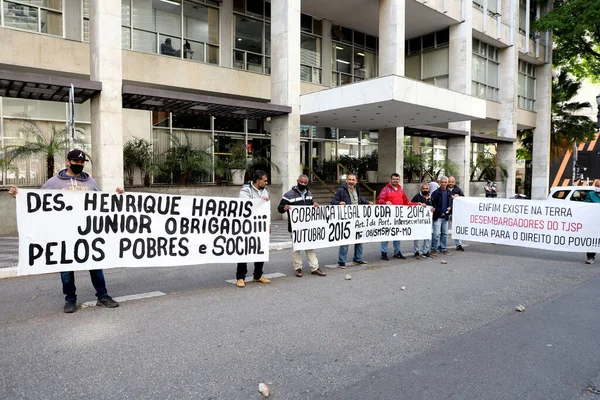 Comerciantes Feira Madrugada Protestam Frente Corte São Paulo Setembro 2021 — Fotografia de Stock