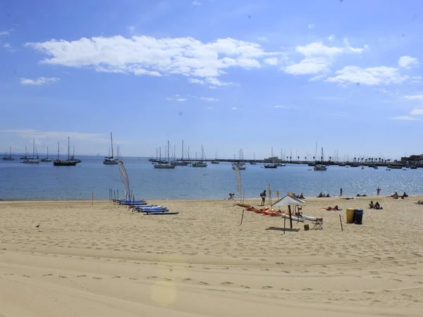 Movimiento Playa Conceicao Cascais Septiembre 2021 Cascais Portugal Movimiento Bañistas — Foto de Stock