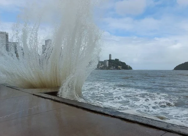 Pogoda Kac Uderza Gonzaguinha Plaży Sao Vicente Września 2021 Sao — Zdjęcie stockowe