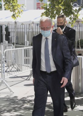 BM Genel Kurulunun 76. Oturumunda üst düzey yöneticiler. 24 Eylül 2021, New York, ABD: Yüksek rütbeli kişilerin 24 Eylül Cuma günü New York 'ta düzenlenen 76. BM Genel Kurulu toplantısına girip çıktıkları görüldü). 