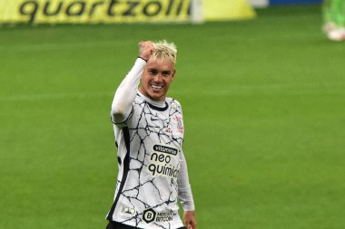 (Brezilya Futbol Şampiyonası: Corinthians ve Palmeiras. 25 Eylül 2021, Sao Paulo, Brezilya: Neo Quimica Arena 'da düzenlenen Brezilya Futbol Şampiyonası' nın 22. turu için geçerli olan Corinthians ve Palmeiras arasındaki futbol maçı