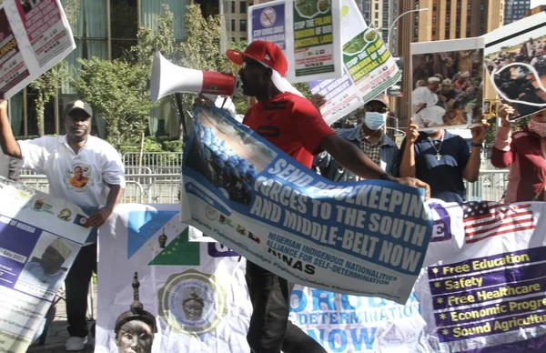 Nuevo Los Nigerianos Protestan Durante 76º Período Sesiones Asamblea General —  Fotos de Stock