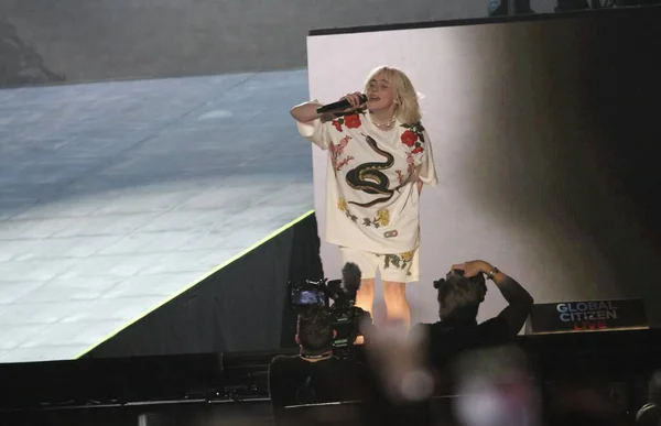 Billie Eilish New York Taki Global Citizen Live Sahne Alıyor — Stok fotoğraf