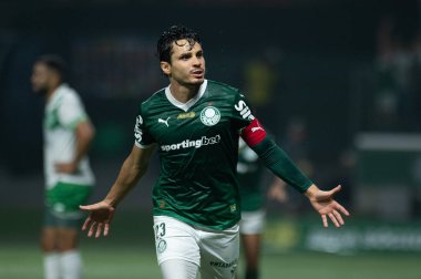Sao Paulo (SP), 10/11/2025 - Brasileirao/Palmeiras vs Juventude - Raphael Veiga celebrates his goal in the match between Palmeiras and Juventude, for the 12th round of the Brazilian Football Championship, on Saturday night, October 11, 2025