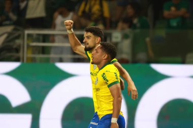 Sao Paulo (SP), 10/15/2025 - Brasileirao/Palmeiras vs Red Bull Bragantino  Flaco Lopez of Palmeiras scores and celebrates his goal in the match between Palmeiras and Red Bull Bragantino, for the 28th round (Leco Viana/Thenews2)