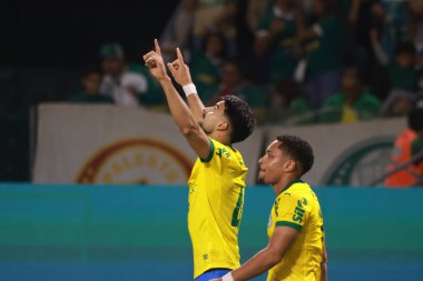 Sao Paulo (SP), 10/15/2025 - Brasileirao/Palmeiras vs Red Bull Bragantino  Flaco Lopez of Palmeiras scores and celebrates his goal in the match between Palmeiras and Red Bull Bragantino, for the 28th round (Leco Viana/Thenews2)