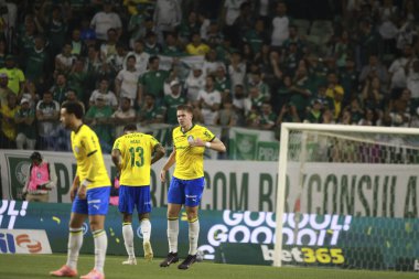 Sao Paulo (SP), 10/15/2025 - Brasileirao/Palmeiras vs Red Bull Bragantino  Bruno Fuchs of Palmeiras scores and celebrates his goal in the match between Palmeiras and Red Bull Bragantino (Leco Viana/Thenews2)