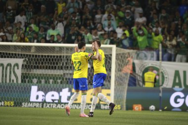 Sao Paulo (SP), 10/15/2025 - Brasileirao/Palmeiras vs Red Bull Bragantino  Bruno Fuchs of Palmeiras scores and celebrates his goal in the match between Palmeiras and Red Bull Bragantino (Leco Viana/Thenews2)