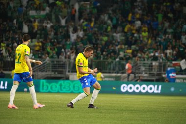 Sao Paulo (SP), 10/15/2025 - Brasileirao/Palmeiras vs Red Bull Bragantino  Bruno Fuchs of Palmeiras scores and celebrates his goal in the match between Palmeiras and Red Bull Bragantino (Leco Viana/Thenews2)