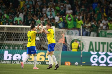 Sao Paulo (SP), 10/15/2025 - Brasileirao/Palmeiras vs Red Bull Bragantino  Bruno Fuchs of Palmeiras scores and celebrates his goal in the match between Palmeiras and Red Bull Bragantino (Leco Viana/Thenews2)