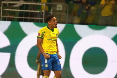 Sao Paulo (SP), 10/15/2025 - Brasileirao/Palmeiras vs Red Bull Bragantino  Vitor Roque of Palmeiras scores and celebrates his goal in the match between Palmeiras and Red Bull Bragantino, for the 28th round (Leco Viana/Thenews2)