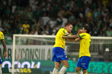 Sao Paulo (SP), 10/15/2025 - Brasileirao/Palmeiras vs Red Bull Bragantino  Bruno Fuchs of Palmeiras scores and celebrates his goal in the match between Palmeiras and Red Bull Bragantino (Leco Viana/Thenews2)