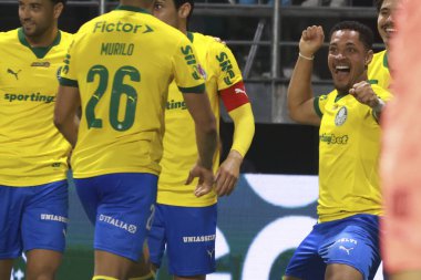Sao Paulo (SP), 10/15/2025 - Brasileirao/Palmeiras vs Red Bull Bragantino  Vitor Roque of Palmeiras scores and celebrates his second goal in the match between Palmeiras and Red Bull Bragantino (Leco Viana/Thenews2)