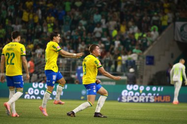 Sao Paulo (SP), 10/15/2025 - Brasileirao/Palmeiras vs Red Bull Bragantino  Bruno Fuchs of Palmeiras scores and celebrates his goal in the match between Palmeiras and Red Bull Bragantino (Leco Viana/Thenews2)