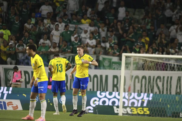 Sao Paulo (SP), 10/15/2025 - Brasileirao/Palmeiras vs Red Bull Bragantino  Bruno Fuchs of Palmeiras scores and celebrates his goal in the match between Palmeiras and Red Bull Bragantino (Leco Viana/Thenews2)