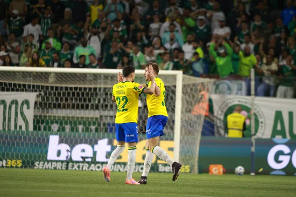 Sao Paulo (SP), 10/15/2025 - Brasileirao/Palmeiras vs Red Bull Bragantino  Bruno Fuchs of Palmeiras scores and celebrates his goal in the match between Palmeiras and Red Bull Bragantino (Leco Viana/Thenews2)