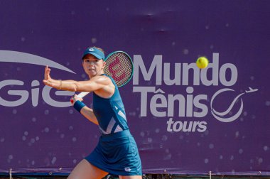 Rio de Janeiro (rj), 10 / 17 / 2025 - Rio de Janeiro şehrindeki Techset akademisinde düzenlenen Rio de Janeiro çeyrek finalleri için geçerli olan maçta oyuncu Simona Waltert bir atış yaptı. (Gabby costa\ the newws2)