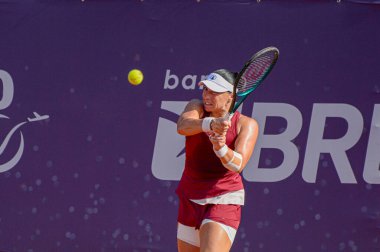 Rio de Janeiro (rj), 10 / 17 / 2025 - oyuncu ekaterine gorgodze Rio de Janeiro 'daki Techset akademisinde düzenlenen Rio de Janeiro' daki çeyrek final maçında bir atış yaptı. (Gabby costa\ the newws2)