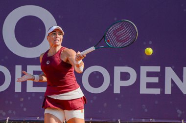 Rio de Janeiro (rj), 10 / 17 / 2025 - Rio de Janeiro şehrindeki Techset akademisinde düzenlenen Rio de Janeiro 'daki çeyrek final maçında forehand performansı sergileyen ekaterine gorgodze. (Gabby costa\ the newws2)