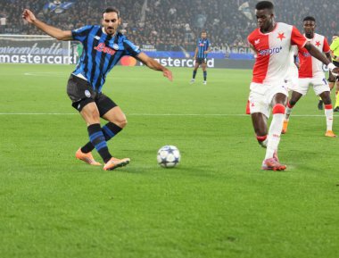 Bergamo (italy), 10 / 22 / 2025 - atalanta ve Slavia praha arasında oynanan maçta çekildi, yeni denge arenasında Şampiyonlar Ligi 'nin 3. turu için geçerli. (Edson de souza 2nci bölüm))