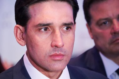 Sao Paulo (SP), 22 Ekim 2025 - Silvio Costa Filho, Brezilya Liman ve Havalimanları Bakanı, liman müzayedelerinin ikinci bloğuna katılıyor, Paranagua Limanı (PR). (Marcelo estevao.) (Yeni 2.)       