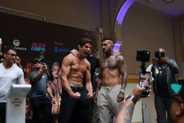 Sao Paulo (SP), 10 / 31 / 2025 - Latin Amerika 'nın en büyük dövüş etkinliği olan Fight Music Show' un resmi tartılması ve karşılaşması sırasında sporcular Leonardo Moraes ve Gabriel Souza. (leco viana / the newws2)