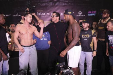 Sao Paulo (SP), 10 / 31 / 2025 - Latin Amerika 'nın en etkili dövüş müsabakası olan Fight Music Show' un resmi tartılması ve karşılaşması sırasında sporcular Davi Brito ve Sacha Bali. (leco viana / the newws2)