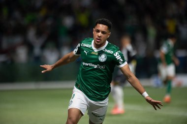 Sao Paulo (SP), 06 / 11 / 2025 - Vitor Roque, Brezilya futbol şampiyonasının 32. turu için Palmeiras ve Santos arasındaki maçtaki golünü 6 Kasım 2025 Perşembe gecesi (ronaldo barreto / thews2)