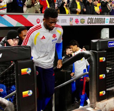 18 Kasım 2025, New York, ABD: Kolombiya 'dan Jefferson Lerma # 16, New York' taki Citi Stadyumu 'nda Kolombiya ile Avustralya arasında oynanan dostluk maçı sırasında 2026 Dünya Kupası' na hazırlanıyordu (niyi fote / thews2)