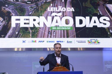 Paulo (SP), Brezilya 11 / 12 / 2025 Ulaştırma Bakanı Renan Filho, B3 'te düzenlenen Ferno Dias Otoyolu' nun (BR-381 / MG / SP) Ulaştırma Bakanı ihalesine katıldı. (leco viana / the newws2)