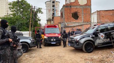 Sao Paulo (SP), Brezilya 12 / 20 / 2025 Askeri polis, bu Cuma (19), Sao Paulo 'nun orta bölgesindeki Moinho gecekondu mahallesinde arama ve el koyma emirleri (oslaim brito / theenews2)