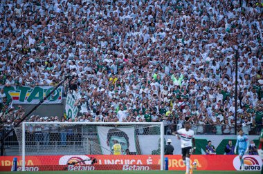 Barueri (SP), Brezilya 01 / 24 / 2026 - Paulista futbol şampiyonasının 5. turu için Palmeiras ve Sao Paulo arasında oynanan karşılaşmada taraftarlar, 24 Ocak 2026 Cumartesi gecesi, Arena Barueri 'de (ronaldo barreto / thenews2)