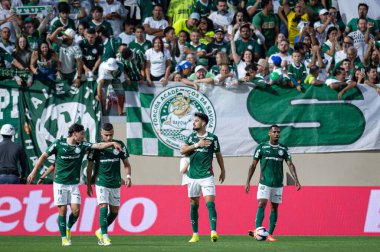 Barueri (SP), Brezilya 01 / 24 / 2026 - Flaco Lopez, Paulista futbol şampiyonasının 5. turu için Palmeiras ve Sao Paulo arasındaki maçtaki golünü 24 Ocak 2026 gecesi (ronaldo barreto / thews2) kutluyor.)