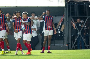 Santos (SP), Brezilya 01 / 28 / 2026 - Jean Lucas, Brezilya futbol şampiyonasının birinci turu için geçerli olan Corinthians ve Bahia arasındaki maçtaki golünü Çarşamba gecesi (ronaldo barreto / thenews2)