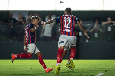 Santos (SP), Brezilya 01 / 28 / 2026 - William Jose, Brezilya futbol şampiyonasının birinci turu için geçerli olan Corinthians ve Bahia arasındaki maçtaki golünü 28 Ocak 2026 gecesi kutluyor (ronaldo barreto / theenews2)
