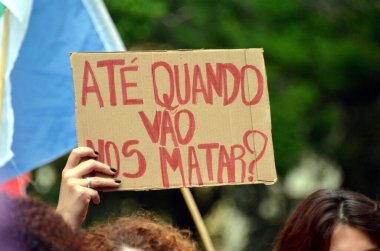 Porto Alegre (SC), Brezilya 28 Ocak 2026 Kadın Cinayeti / Protesto / Siyasi Hareket, sendikalar ve siyasi partiler Porto Alegre 'nin tarihi merkezinde (çello oliver / thews2)