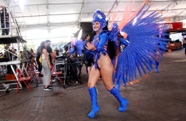 Rio de Janeiro (RJ), Brezilya 01 / 29 / 2026 G.R.E.S. Paraiso do Tuiuti, davul kraliçesi Vinicius Antunes (onofre veras / thenew ws2) eşliğinde Cidade do Samba 'da bir prova yapar.)