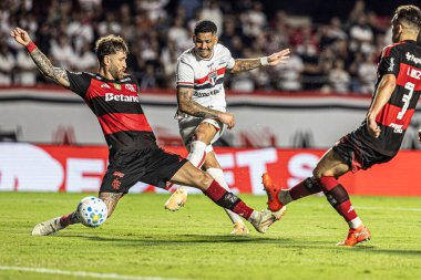 Sao Paulo, Brezilya - Futbolcu Leo Pereira, Sao Paulo ve Flamengo arasındaki maç sırasında, 28 Ocak 2026 Çarşamba gecesi Brezilya futbol şampiyonasının birinci turu için geçerlidir (pedro paulo diaz / theenews2)
