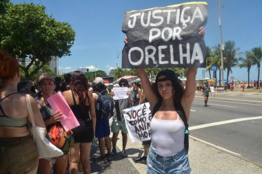 Rio de Janeiro (RJ), Brezilya 01 / 02 / 2026 - Yüzlerce gösterici köpek Kulak 'ın zalimce ölümü için adalet protestosu düzenledi. Birkaç düzine gösterici Flamengo Parkı boyunca Copacabana Sahili 'ne yürüdü (fausto maia / the new ws2)